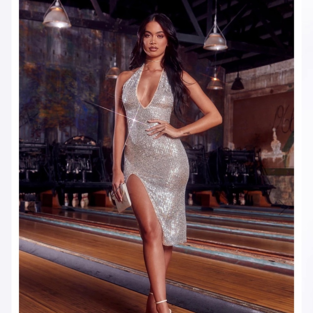 FASHIONNOVA Sequin Midi Dress